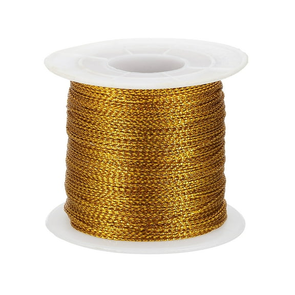 Uxcell Metallic Tinsel Cord Rope Cord Wrapping Ribbon Non-Stretchy Strings for Gift Thread Ornament Dark Gold