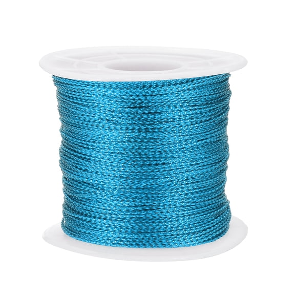 Uxcell Metallic Tinsel Cord Rope Cord Wrapping Ribbon Non-Stretchy Strings for Gift Thread Ornament Lake Blue