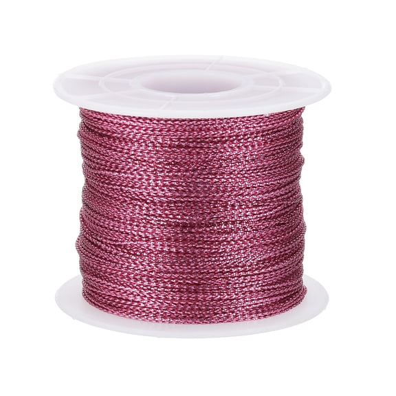 Uxcell Metallic Tinsel Cord Rope Cord Wrapping Ribbon Non-Stretchy Strings for Gift Thread Ornament Pink