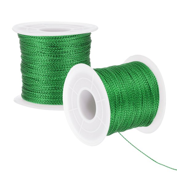 Uxcell Metallic Tinsel Cord Rope, Cord Wrapping Ribbon Non-Stretchy Strings for Gift Thread Ornament Craft Making Grass Green