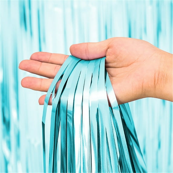 Metallic Tinsel Foil Fringe Curtain Backdrop Shiny Shimmer Streamer for Photo Booth Birthday Wedding Holiday Party Decorations,Bridal Shower Theme Door Backdrop Banner,39*39In,1pc