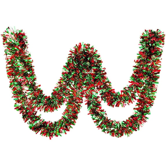 Metallic Tinsel Garland, Colorful Twist Streamers for Christmas Decorations, Halloween & Birthday Party Supplies, Indoor Outdoor Hanging Garlands for Tree, Wall, and Festive Party Decor