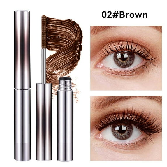 Metallic Tube Mascara, Upgraded Waterproof Metal Wand Mascara, 3D Curling Eyelash Volumizing & Lengthening Mascara, Waterproof Smudge-Proof Steel Tube Eyelash, Long-Stay, Zero Clumps (Brown)
