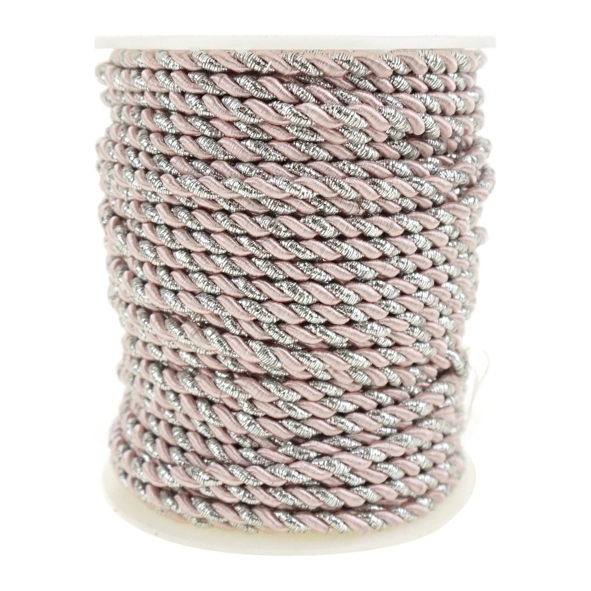 Metallic Twisted Cord Rope Trim, 3mm, 25Yard, Pink