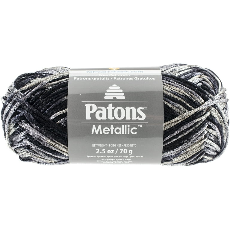 Metallic Variegated Yarn-Black Marble, Pk 6, Patons 