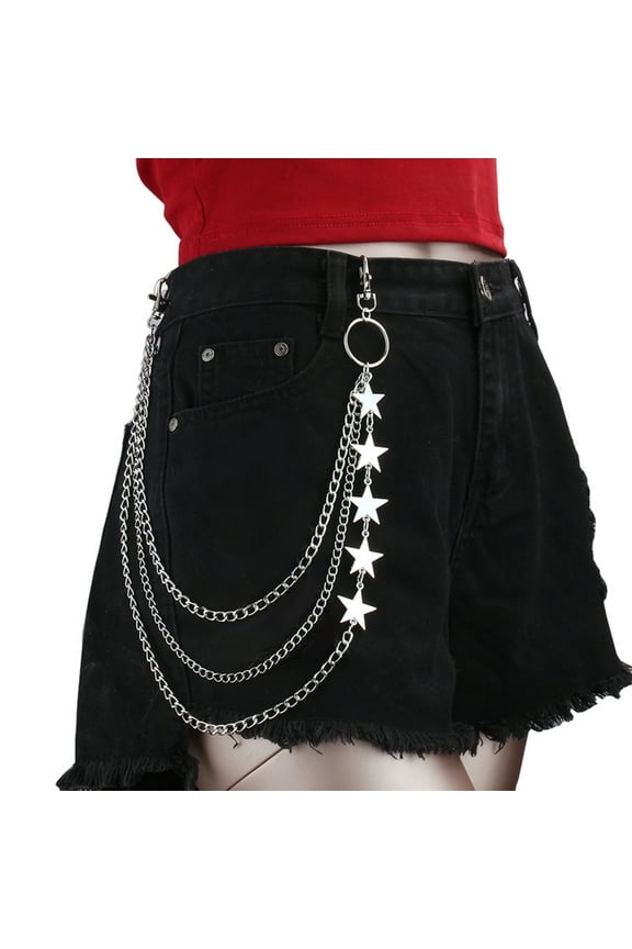 Metallic Waist Chain Elegant Star Pendant Chain Body Chain 2000s Girl Waist Decors