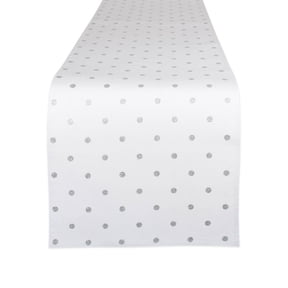 DII Metallic White/Silver Reversible Polka Dot Table Runner 13x72