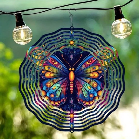 Metallic Wind Chimes3D Butterfly Wind Spinner - Vibrant Kinetic Metal, Mesmerizing Flutter Motion Garden Decor Aura Pendant