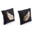 thumbnail image 1 of HomeRoots Decor 17.7-inch X 17.7-inch X 1.2-inch 2 Pcs Black And Gold Metallic Wings Pillow, 1 of 2