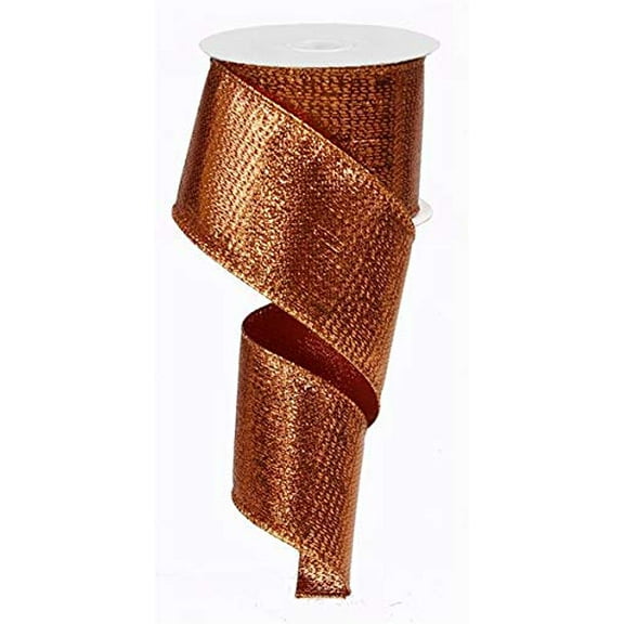 Metallic Wired Edge Ribbon - 10 Yards (Copper, 2.5 Inch)