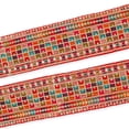 thumbnail image 1 of Metallic Woven Fabric Trim 3" Square Floral Sequined Hemmed Embroidered Sewing Upholstery Polyester - Red (9 Meters, 10 Packs), 1 of 3