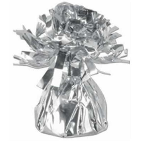Metallic Wrapped Balloon Weights - Silver- Pack of 12