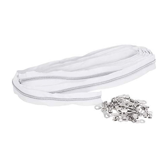 Metallic Zipper by The Yard Bulk 10 Yard Black Zipper Roll for Sewing, Upholstery with 25 Gun Metal Sliders, 5 Nylon Coil; by Mandala Crafts