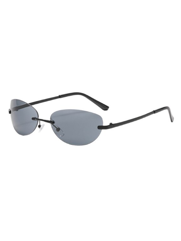 Metallic frameless oval-shaped trendy sunglasses for stylish looks
