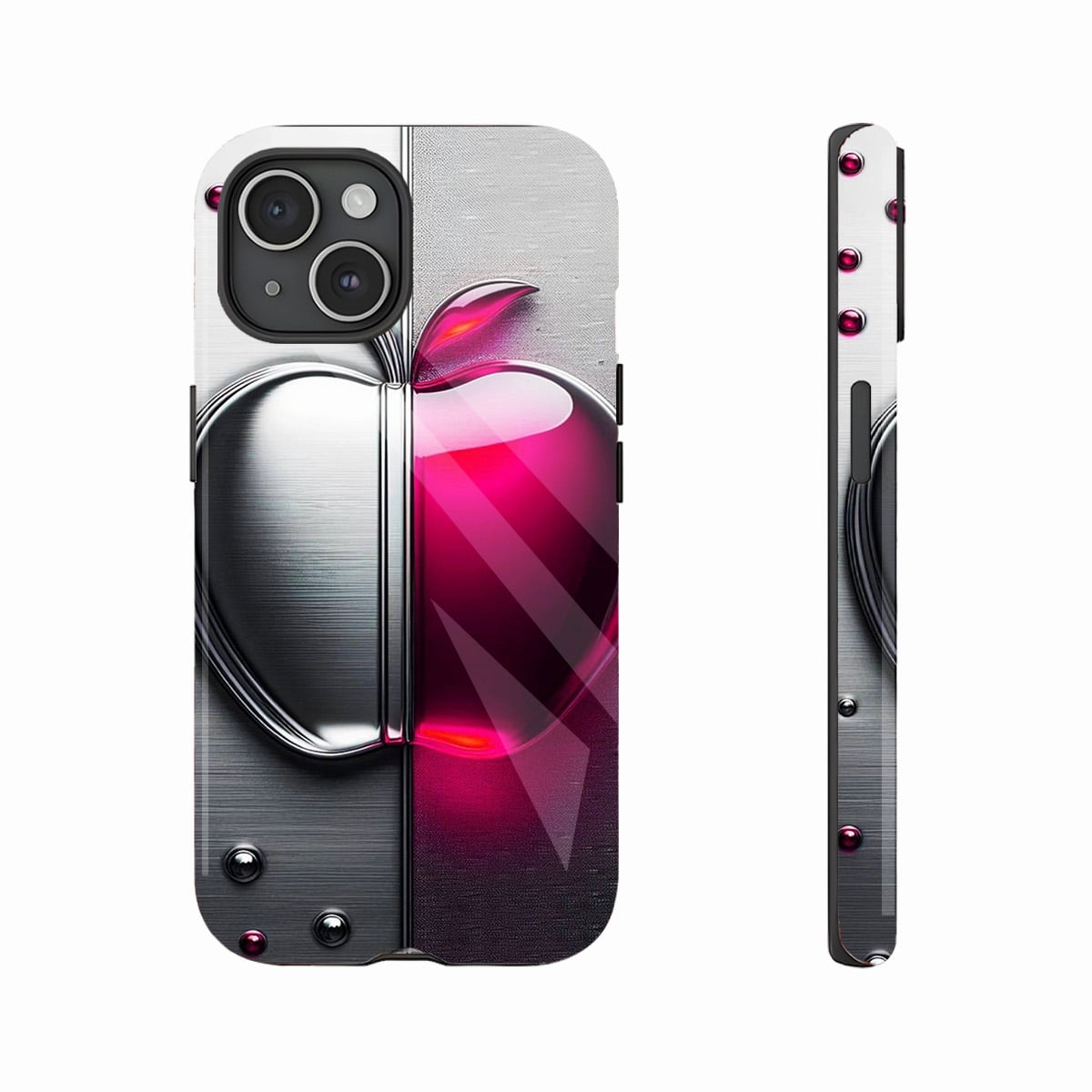 Metallic iPhone Case Silver Pink Gradient Studded Rivets for  Style-Conscious Users Compatible with iPhone 11/12/13/14/15/16 (Pro  Max/Plus) - Walmart.com