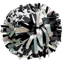Metallic with Holographic Mix Cheerleading Pom - Black/Silver