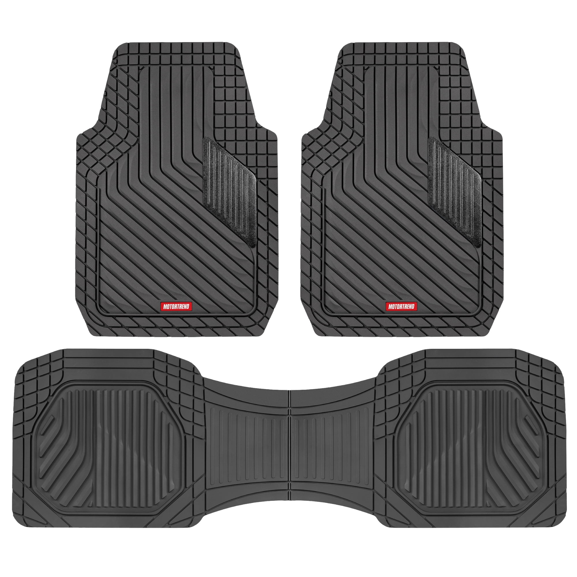 Universal Fit Black Rubber Car Floor Mats with Metallic Heel Pad