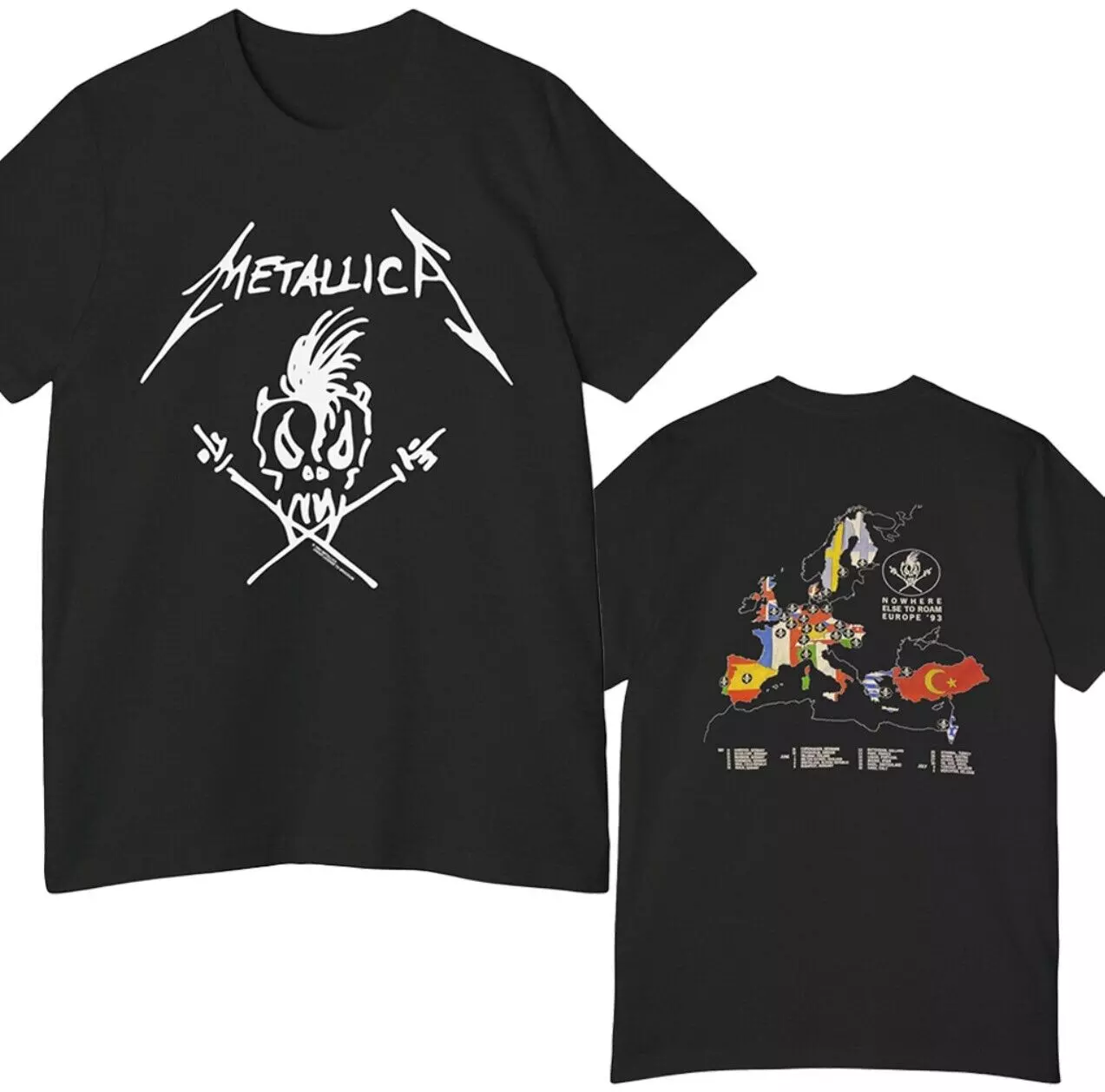 Metallica 1993 Nowhere Else To Roam Europe 93 t Shirt Metallica 1993 Nowhere Else To Roam Europe 93 t Shirt