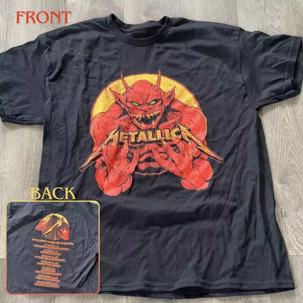 Metallica 2024 Tour 2 Side Shirt Jump Fire Dates Cities All Size S4XL