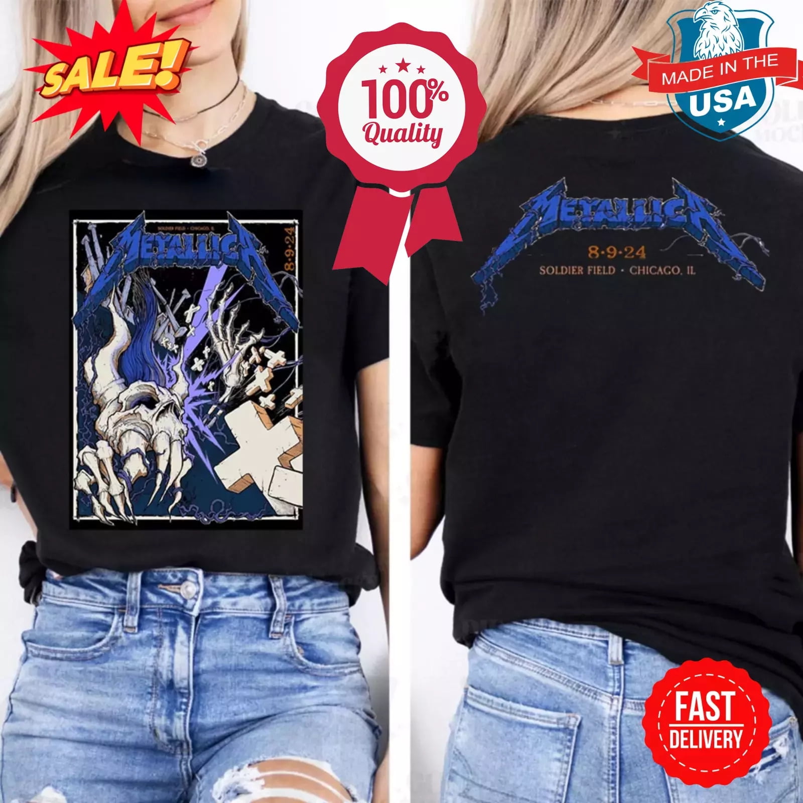 Metallica At Soldier Field Chicago Illinios 2024 Day 1 M72 World Tour T