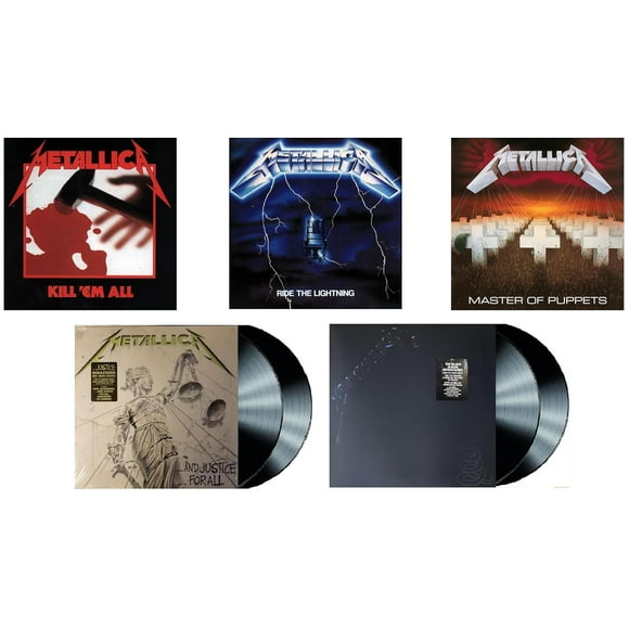 Metallica Classic - 5 Album Vinyl Record Collection: Kill Em All / Ride The Lightning / Master Of Puppets / And Justice For All / Metallica: The Black Album - Digitally Remastered LP Bundle Set