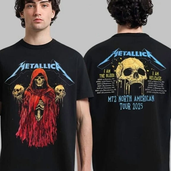 Metallica M72 NA Tour 2025 Tour Dates Skeleton Witch I Am The Blood Unisex Shirt