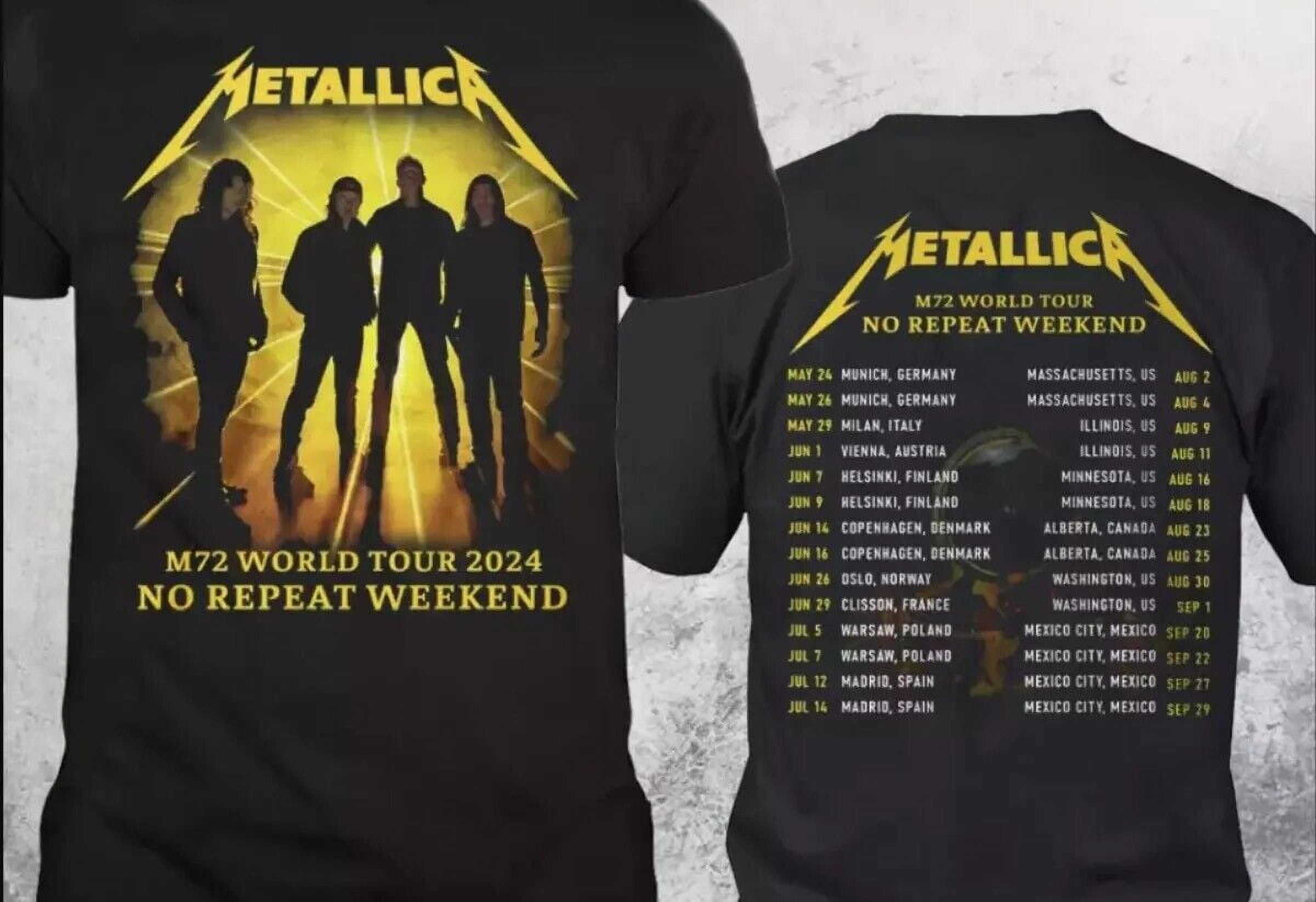 Metallica M72 World Tour 2024 No Repeat Weekend Schedule TShirt, Gift