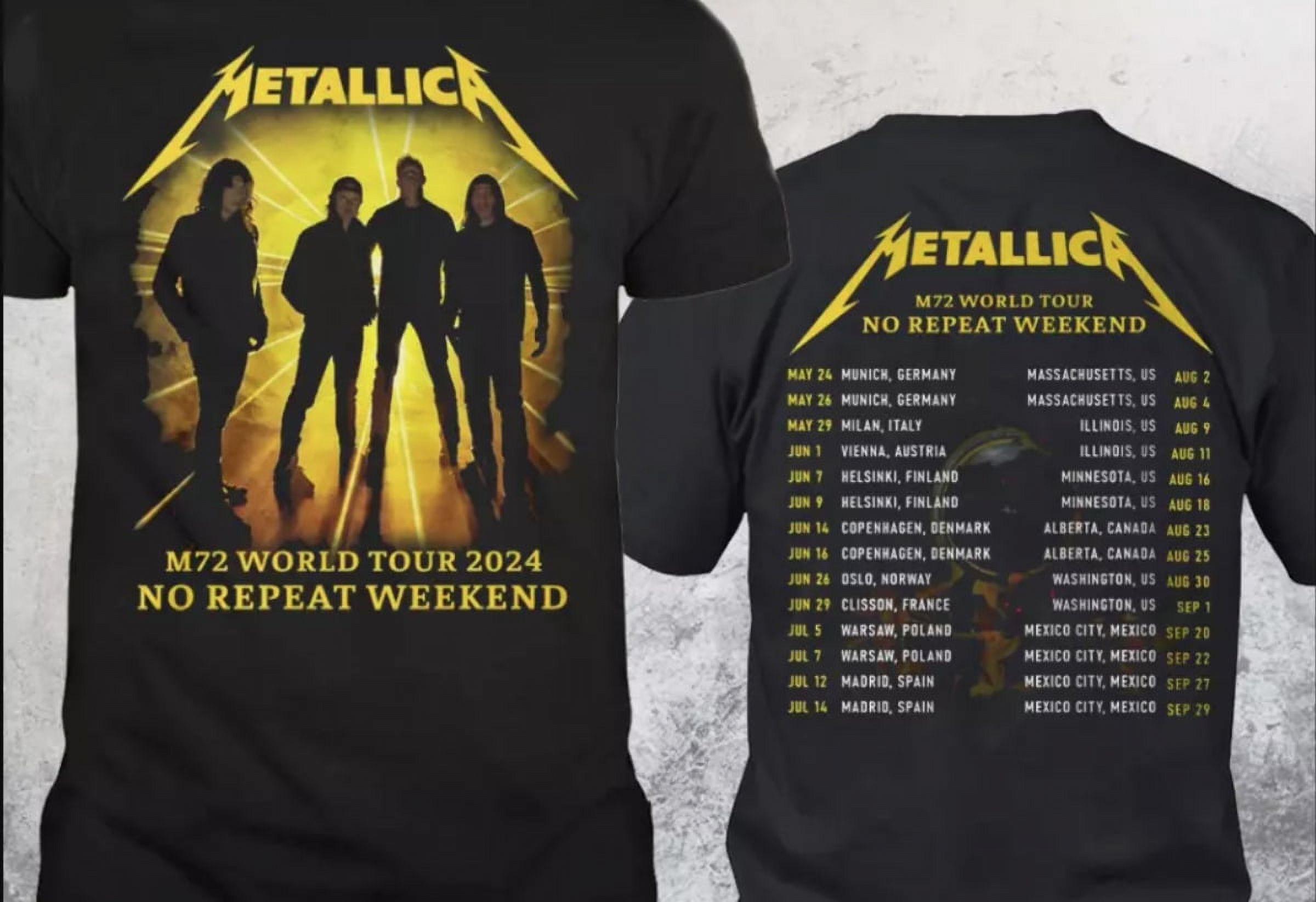 Metallica M72 World Tour 2024 No Repeat Weekend Schedule TShirt, Gift