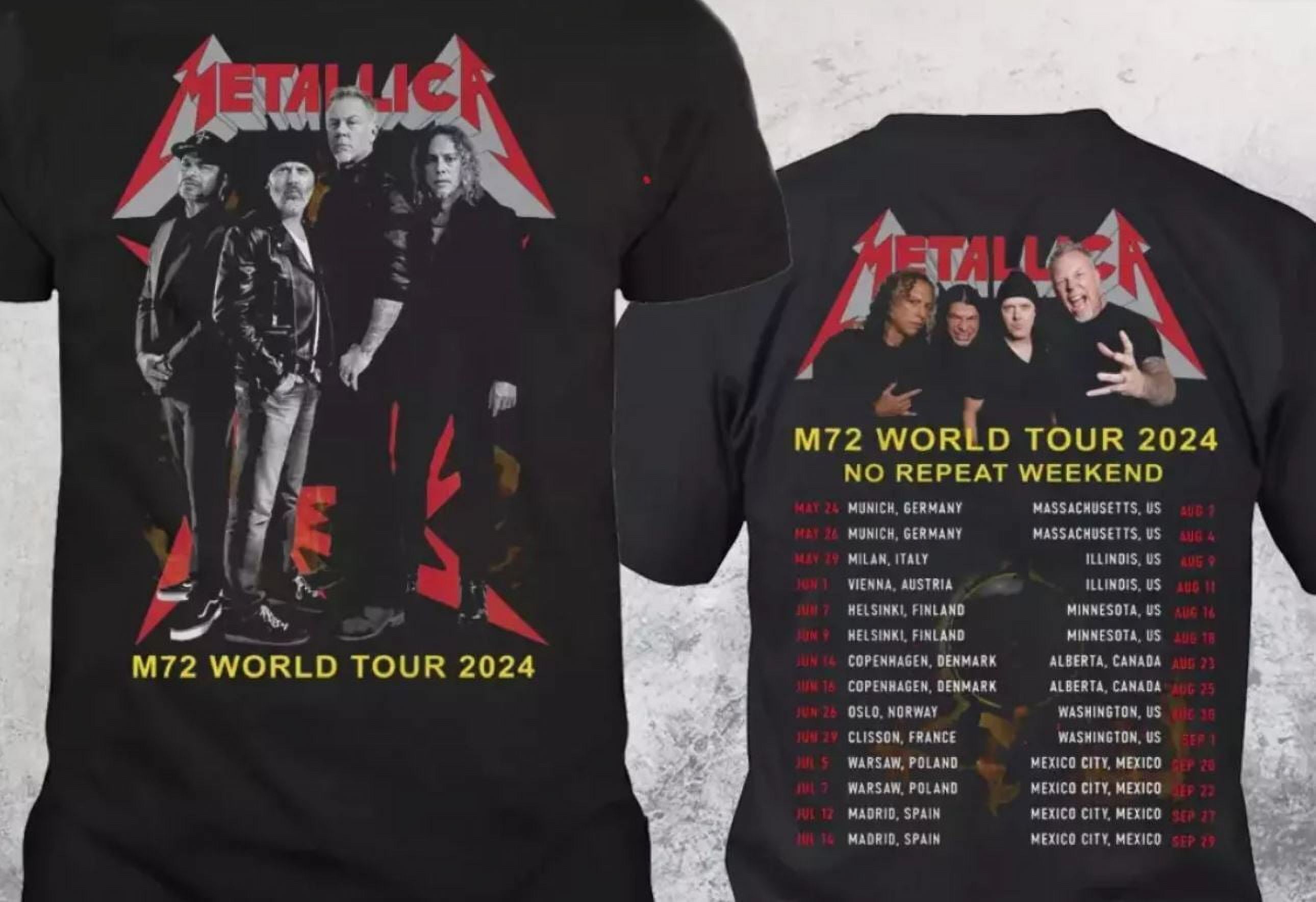Metallica M72 World Tour 2024 Rock Band Graphics Design TShirt All