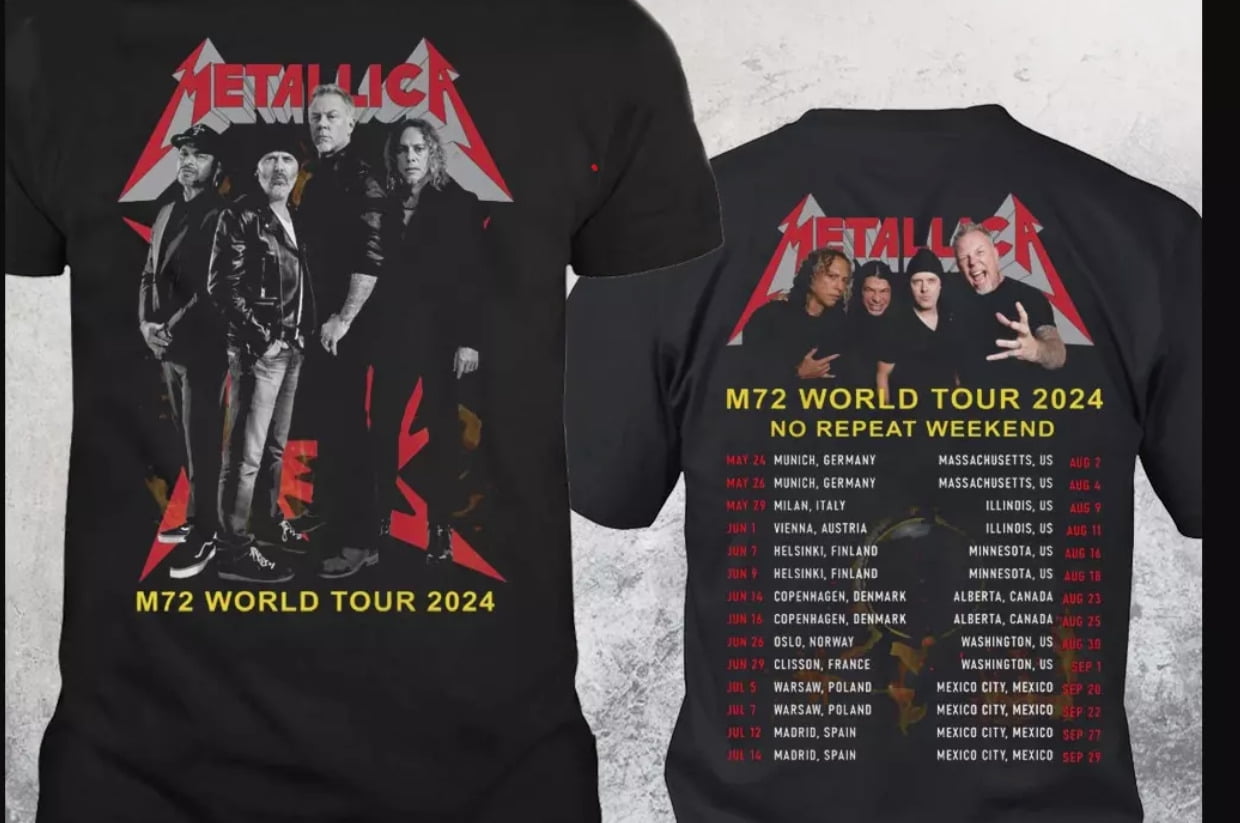 Metallica M72 World Tour 2024 Rock Band Graphics Design TShirt All