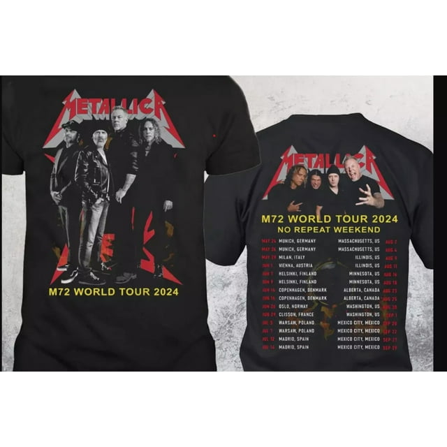 Metallica M72 World Tour 2024 Rock Band Graphics Design TShirt All Size S5Xl