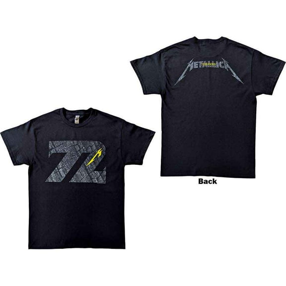 Metallica Unisex T-Shirt: 72 Seasons Charred Logo (Back Print) (Medium)