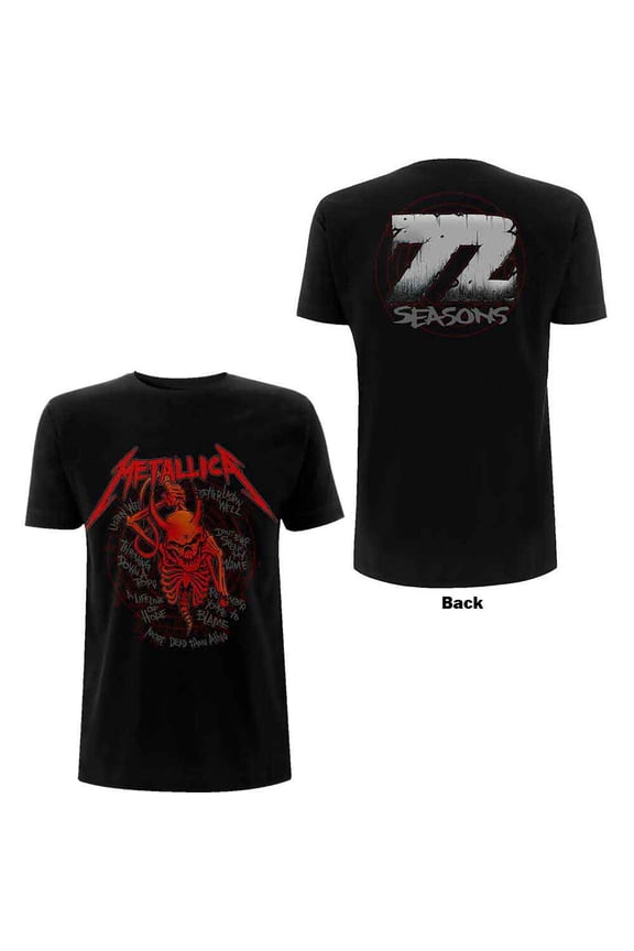 Metallica Unisex T-Shirt: Skull Screaming Red 72 Seasons (Back Print)