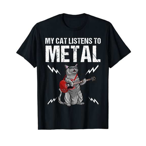 Metallicat Meowster Funny Cat Rock Music T-Shirt for Men Women Cotton Top Tee Fashion Casual Short Sleeves