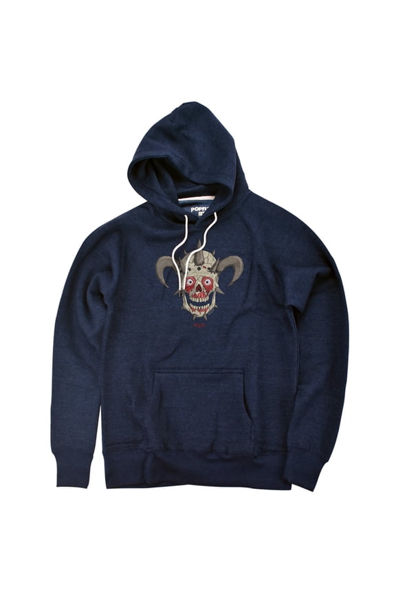 Facebones Unisex Adult Slim Fit Pull-Over Heather Hoodie, Navy, Medium