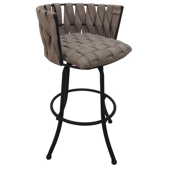 Metalona Swivel Bar Stool 30" Seat - Basin Beige Fabric - Black Metal Base
