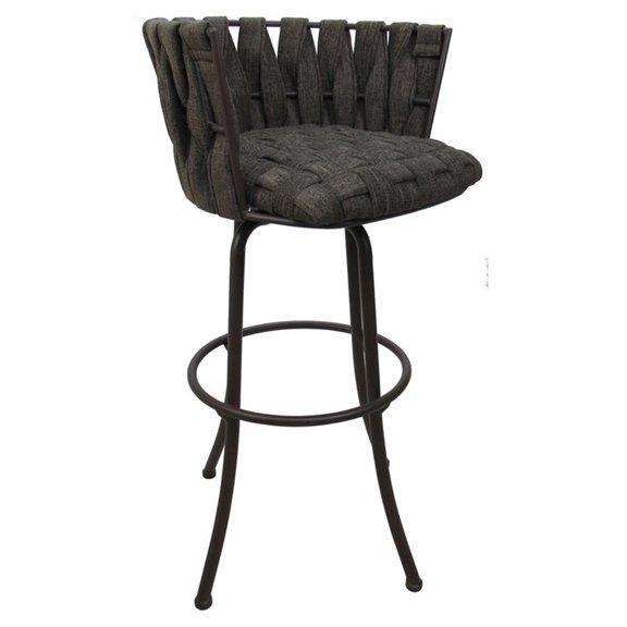 Metalona Swivel Bar Stool 30" Seat - Sanora Brown Fabric - Gray Metal Base