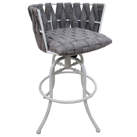 Metalona Swivel Tilt Bar Stool 30" Seat - Mojave Gray Fabric - White Metal Base