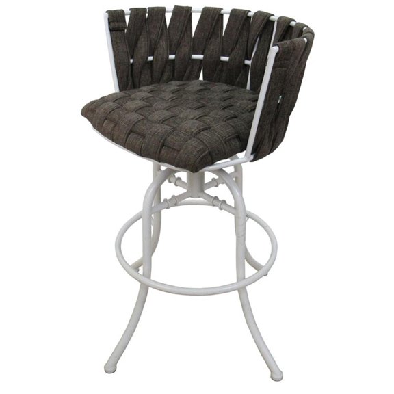 Metalona Swivel Tilt Bar Stool 30" Seat - Sanora Brown Fabric - White Metal