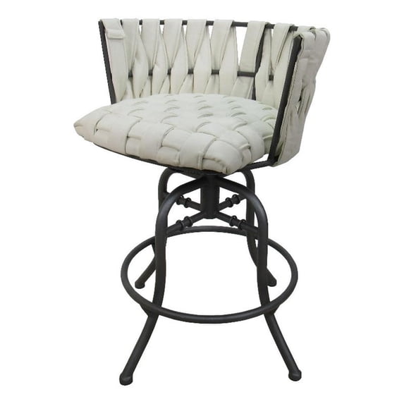 Metalona Swivel Tilt Counter Stool 26" Seat - White Vinyl - Gray Metal Base