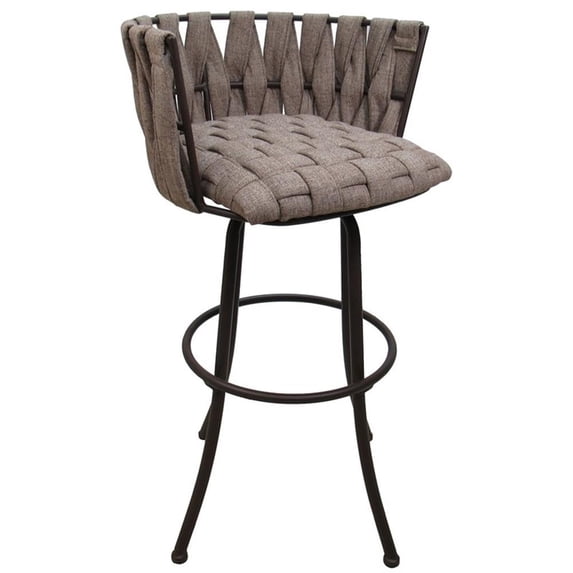 Metalona Swivel Counter Stool 26" Seat - Basin Beige Fabric - Gray Metal Base