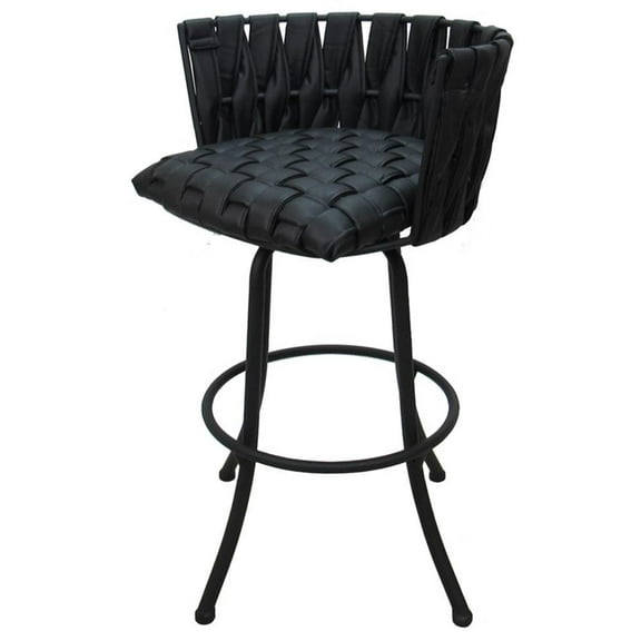 Metalona Extra Tall 34" Metal Bar Stool - Black Vinyl - Black Base