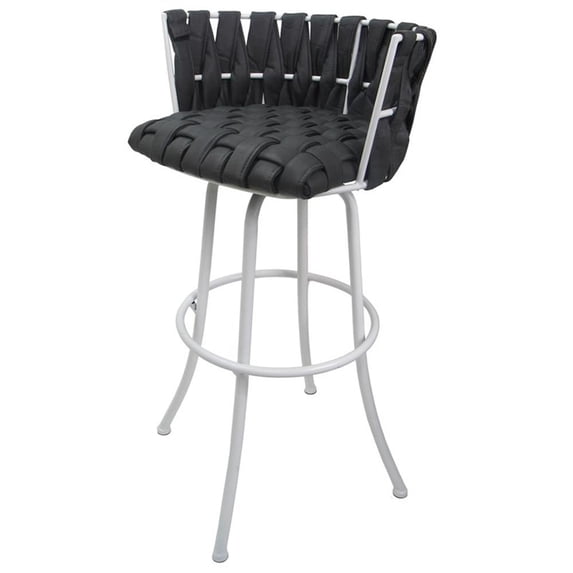 Metalona Extra Tall Bar Stool 34" Seat - Gray Fabric - White Metal
