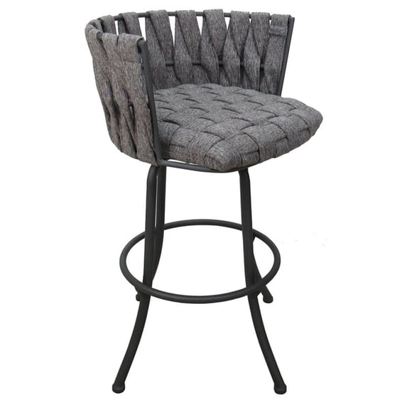 Metalona Extra Tall Bar Stool 34" Seat - Mojave Gray Fabric - Gray Metal Base