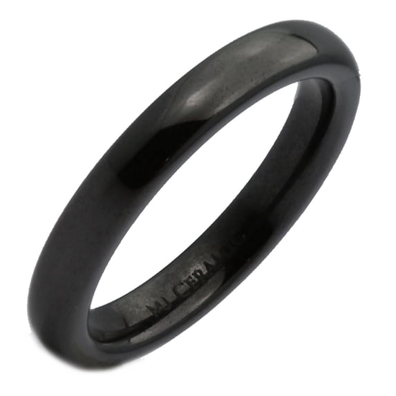 Metals Jewelry 3mm Beautiful Black Ceramic Wedding Ring Classic High Polished Band Size 9.5