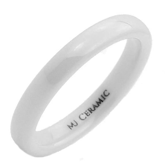 Metals Jewelry 3mm White Ceramic Wedding Ring Classic High Polished Band Size 6.5