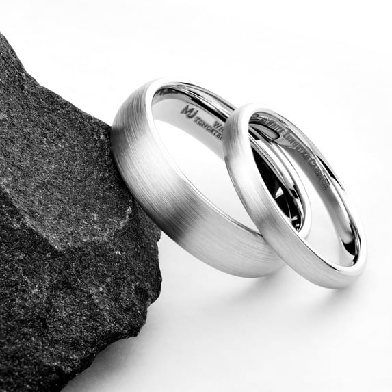 Metals Jewelry 3mm White Tungsten Carbide Brushed Classic Domed Men's/Women's Wedding Ring Size 8