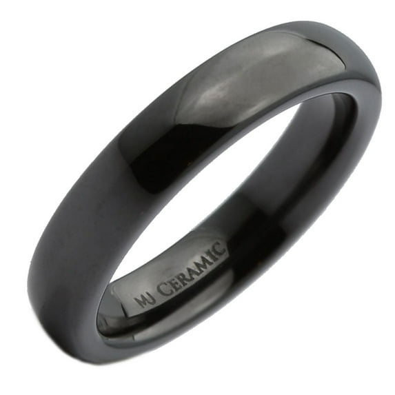 Metals Jewelry 4mm Beautiful Black Ceramic Wedding Ring Classic High Polished Band Size 6.5