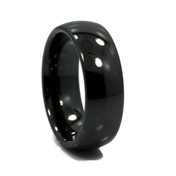 Metals Jewelry 4mm Beautiful Black Ceramic Wedding Ring Classic High Polished Band Size 8.5