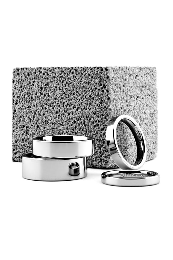 Metals Jewelry 4mm Flat Pipe Cut Tungsten Carbide Wedding Ring Mirror Polished Band Size 12